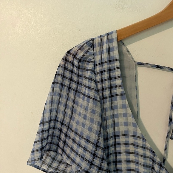 Urban Outfitters Gingham Spring Shower Chiffon Tie-Back Mini Dress - Picture 6 of 13